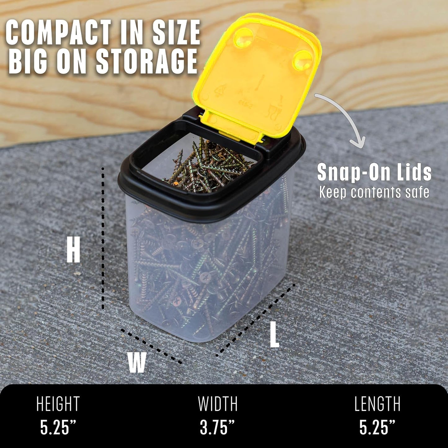 Buddeez Multi-Purpose Hardware Storage Bins Bits and Bolts Small Storage Containers, Hardware Organizers, Clear Containers With Blue Stackable Lids, Bolt and Screw Organizer (1 Quart - 8 Pack)