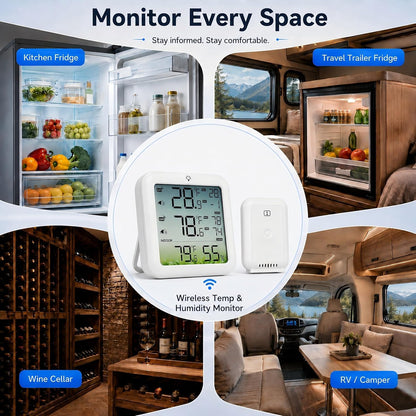 Refrigerator Thermometer with Alarm Freezer Thermometer with 2 Probes