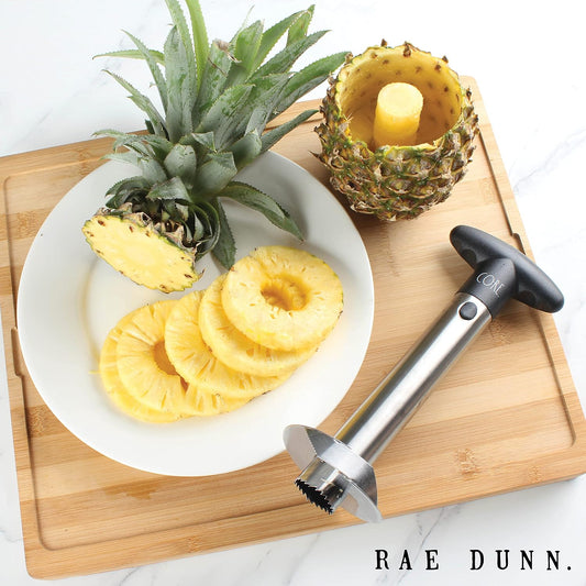 Rae Dunn Stainless Steel Corer - Easily Removes Cores and Pits from Apples, Pears, Peppers, Pineapples, and More, Black Pineapple