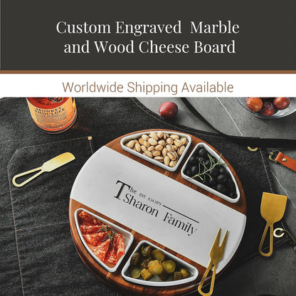 Shanik Acacia Wood Lazy Susan Cheese Board Set – Rotating Charcuterie Platter, Elegant Serving Tray for Appetizers, Snacks, Parties & Weddings