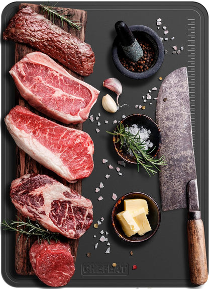 Extra Large TPU Cutting Board for Kitchen 17.3" x 12.6" Professional Flexible Extra Thick 0.14'' Knife Friendly Scratch Resistant Dishwasher Safe Juice Groove BPA Free