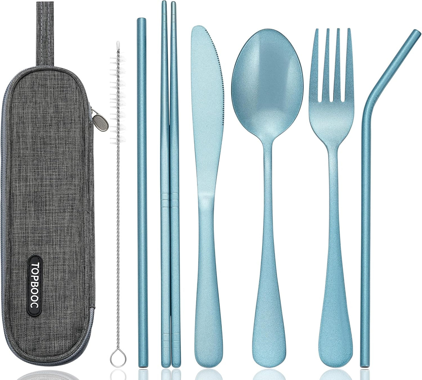 Portable Stainless Steel Flatware Set, Travel Camping Cutlery Set, Portable Utensil Travel Silverware Dinnerware Set with a Waterproof Case (Pink)