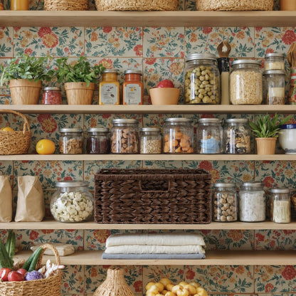 GRANNY SAYS Wicker Storage Baskets for Shelves, Water Hyacinth Basket with Scalloped Edge, Storage Wicker Baskets for Pantry, Large, 2-Pack
