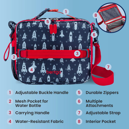 Bentgo Kids Lunch Bag - Durable, Double-Insulated Lunch Bag for Kids 3+; Holds Lunch Box, Water Bottle, & Snacks; Easy-Clean Water-Resistant Fabric & Multiple Zippered Pockets (Mermaid)