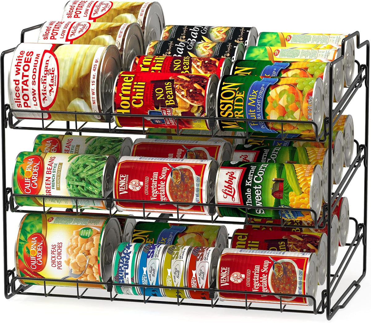 Deco Brothers Stackable Can Rack Organizer for Kitchen and Pantry, Holds Upto 36 Cans, Chrome Finish