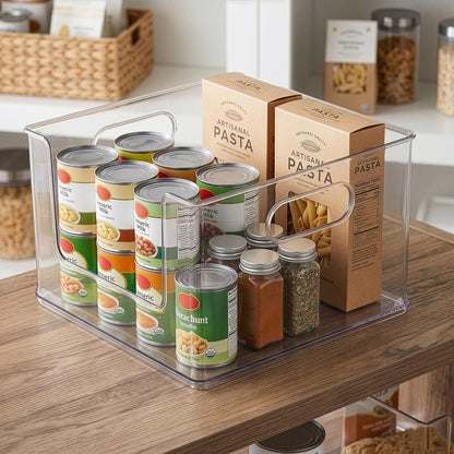 BINO | Stackable Plastic Storage Bins, Clear | THE CLARUS COLLECTION | Pantry Organizers and Storage Containers | Fridge Organizer Bins | Kitchen Cabinet Organizer | Medicine Cabinet Bin