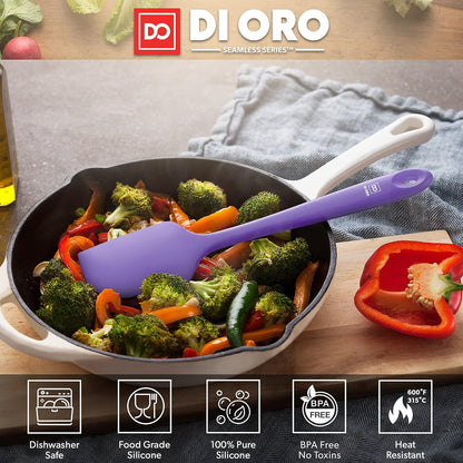 DI ORO Large Silicone Spatula - 600F Heat Resistant, Black