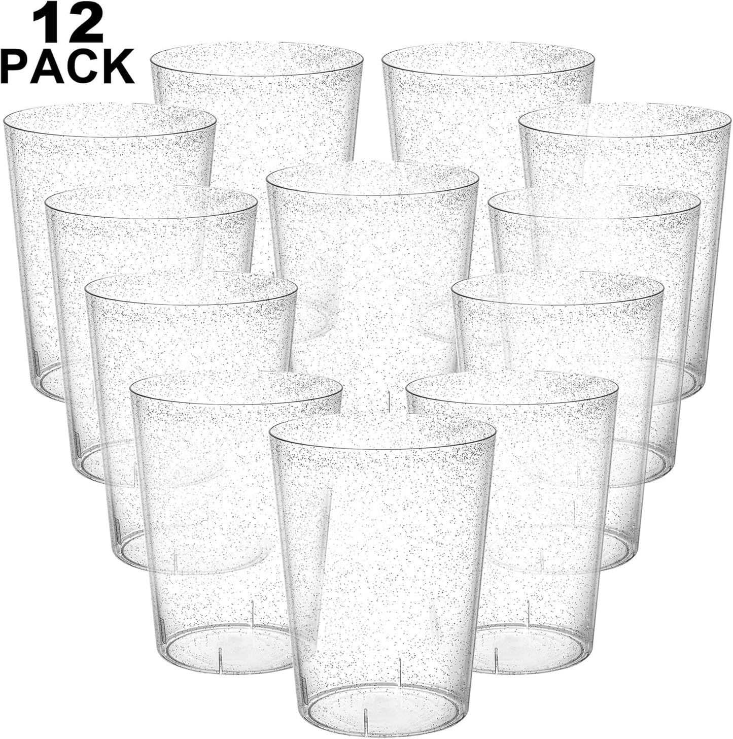 Tiawudi 12 Pack Plastic Ice Bucket For Parties, Silver Glitter Clear Wine Cooler for Wedding, Good as One Large Champagne Chiller Or Classic Wine Bottle Chiller