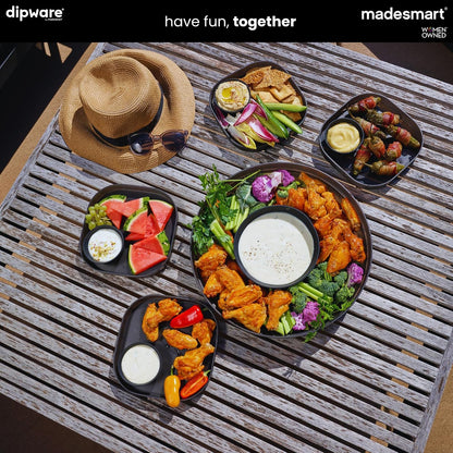 madesmart Chip N Dip Dipware Bowl, 2-Piece Serving Set with Stackable & Removable Dip Bowl, Durable Plastic Chip Tray for Entertaining, Tabletop Snack Server, Blue