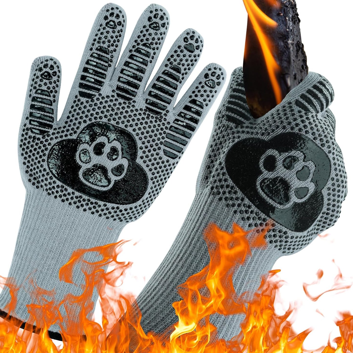 UBeesize Lengthen BBQ Gloves (Phoenix), 1472°F Heat Resistant Grill Glove, 14 inch Fireproof Oven Gloves for Cooking, Non-Slip Fire Glove for Grilling, Barbecue, Smoker, Baking, Frying