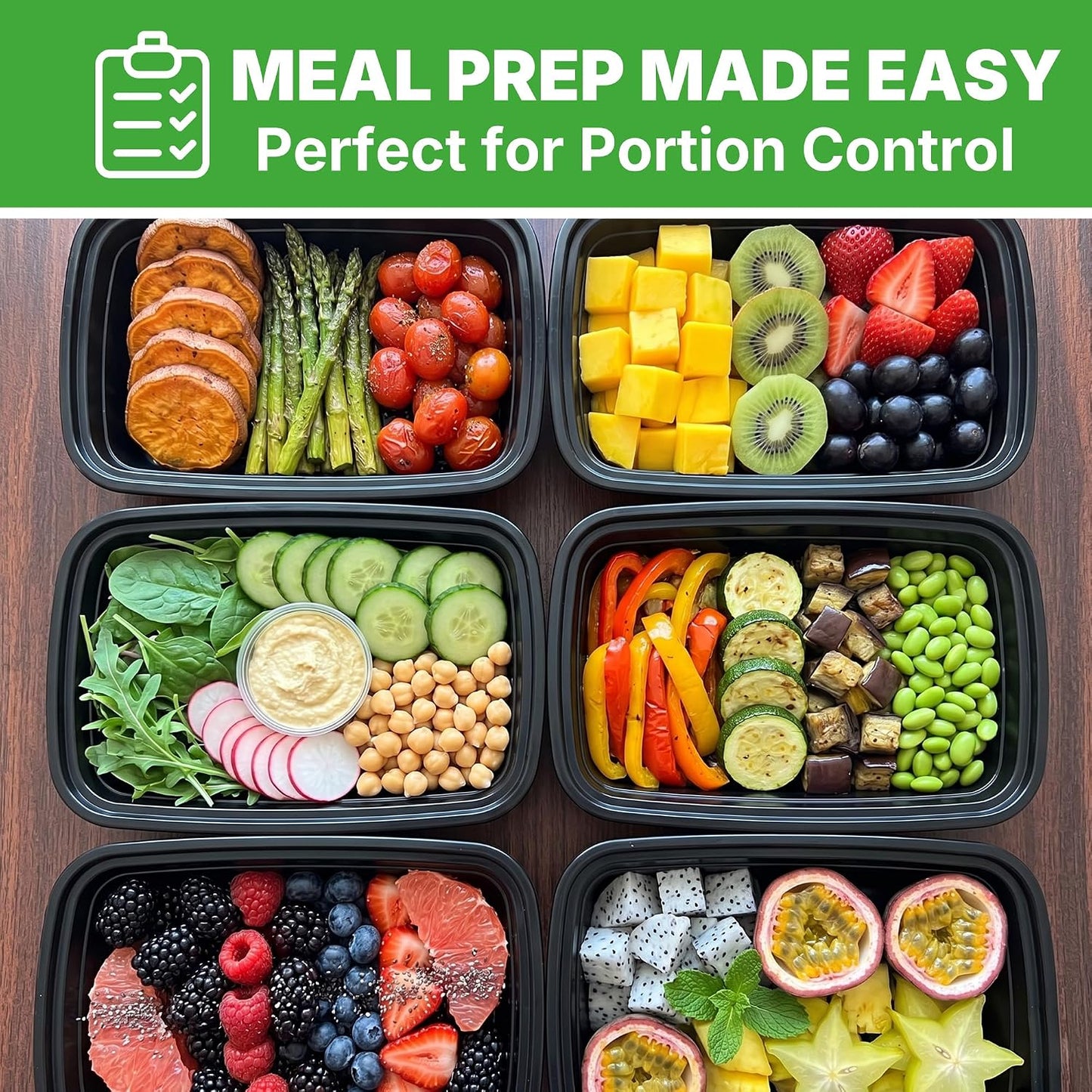50 Pack (100-Piece) Meal Prep Containers with Lids, Reusable 2-Compartment Food Storage, Sturdy Leakproof, Food Safe, Microwave Freezer Dishwasher Safe, To-Go Takeout Plastic Containers – 60828