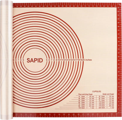 Sapid Extra Thick Silicone Pastry Mat Non-slip with Measurements for Non-stick Silicone Baking Mat Extra Large, Dough Rolling, Pie Crust, Kneading Mats, Countertop, Placement Mats (24" x 36", Gray)