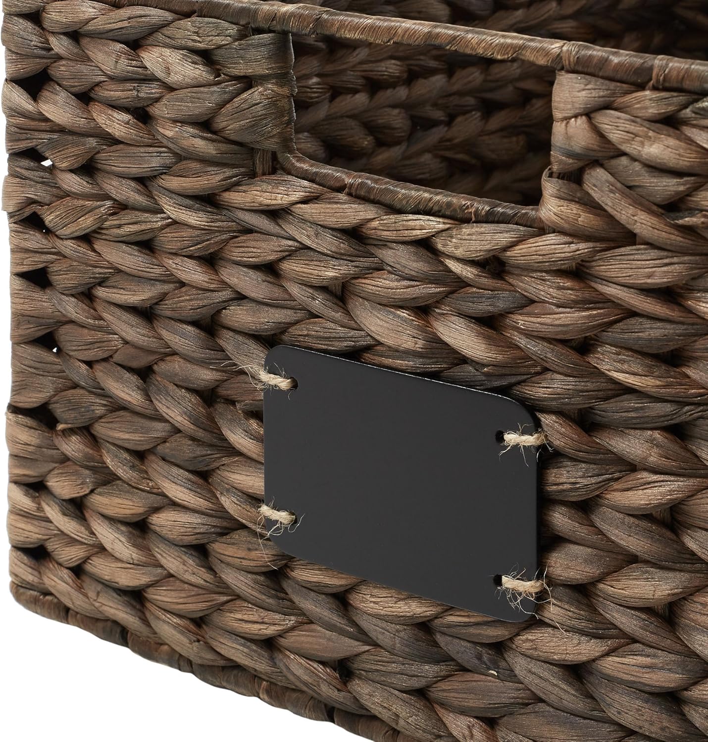 Casafield Set of 4 Water Hyacinth Pantry Baskets, 10" x 13" x 5", with Chalkboard Labels and Chalk Marker - Natural, Woven Storage Bin Organizers for Kitchen Shelves