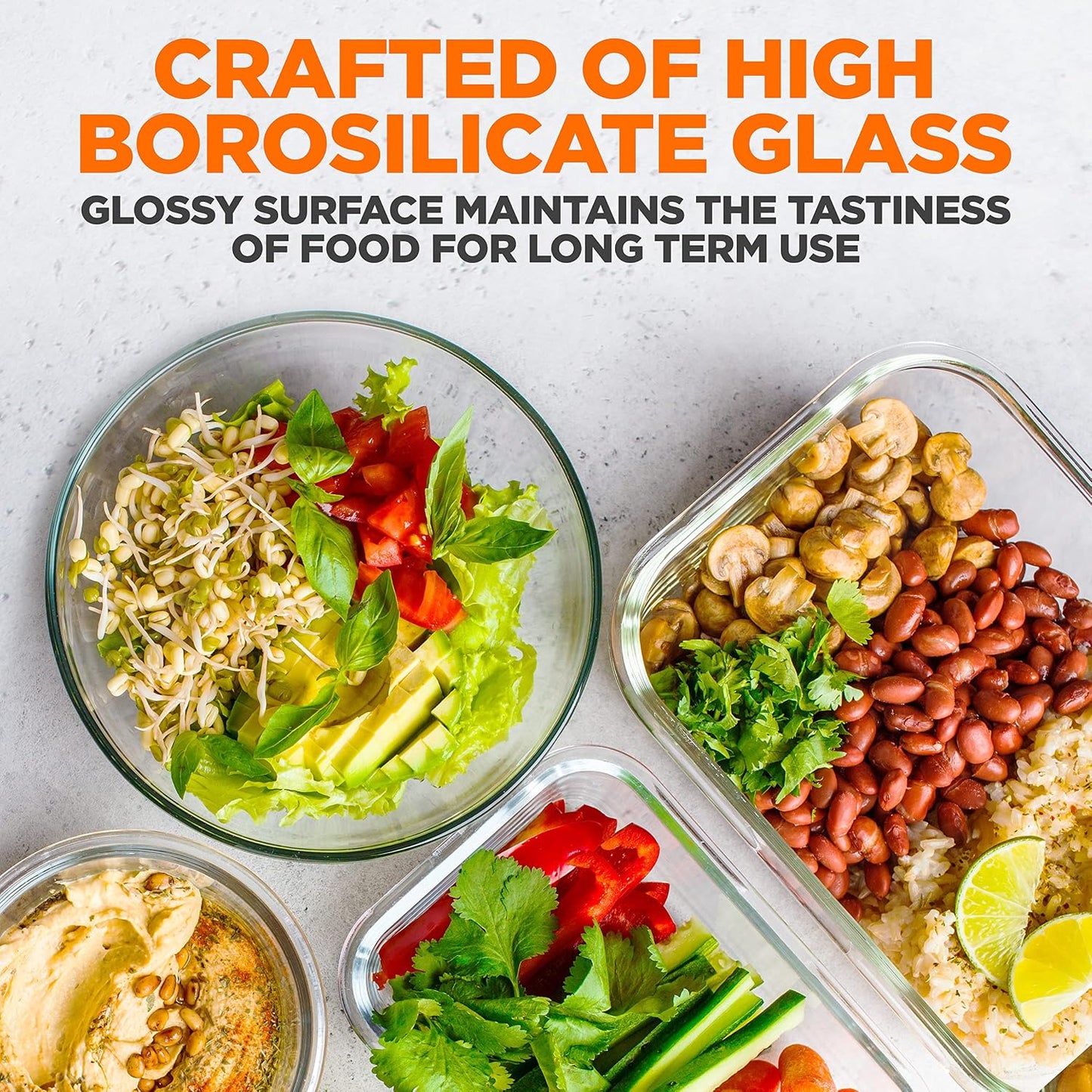 NutriChef 24pcs Glass Food Storage Containers, (12 Stackable Heavy Duty Meal Prep Containers w/ 12 Airtight Lids), Microwave, Freezer, & Dishwasher Safe for Food, Snacks, Fruit & More, (Gray)