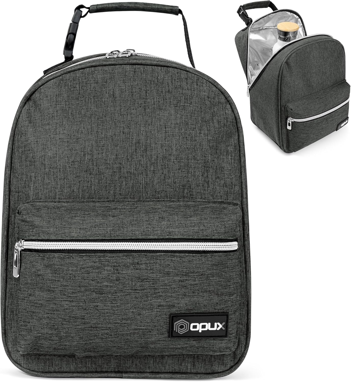 opux Lunch Box for Girls Boys Kids, Insulated Leakproof Lunch Bag, Reusable Teen Lunch Boxes for School, Medium Large lunchbox for Women Men Adult for Work with Front Back Pocket (Purple)