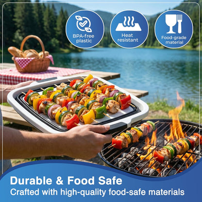 3pcs Barbecue Prep Tub, BBQ Blanket, Meat Shredder Claws | Collapsible 3 in 1 Cutting Board with Colander & Dish Basin, Insulated 21" Meat Resting Bag, Barbecue Grilling Accessories