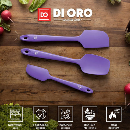 DI ORO Silicone Spatula Set - Rubber Kitchen Spatulas for Baking, Cooking, & Mixing - 600°F Heat-Resistant & BPA Free Silicone Scraper Spatulas for Nonstick Cookware - Dishwasher Safe (3pc, Black)