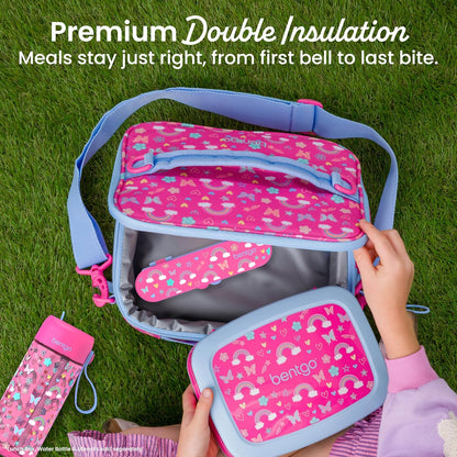 Bentgo Kids Lunch Bag - Durable, Double-Insulated Lunch Bag for Kids 3+; Holds Lunch Box, Water Bottle, & Snacks; Easy-Clean Water-Resistant Fabric & Multiple Zippered Pockets (Mermaid)