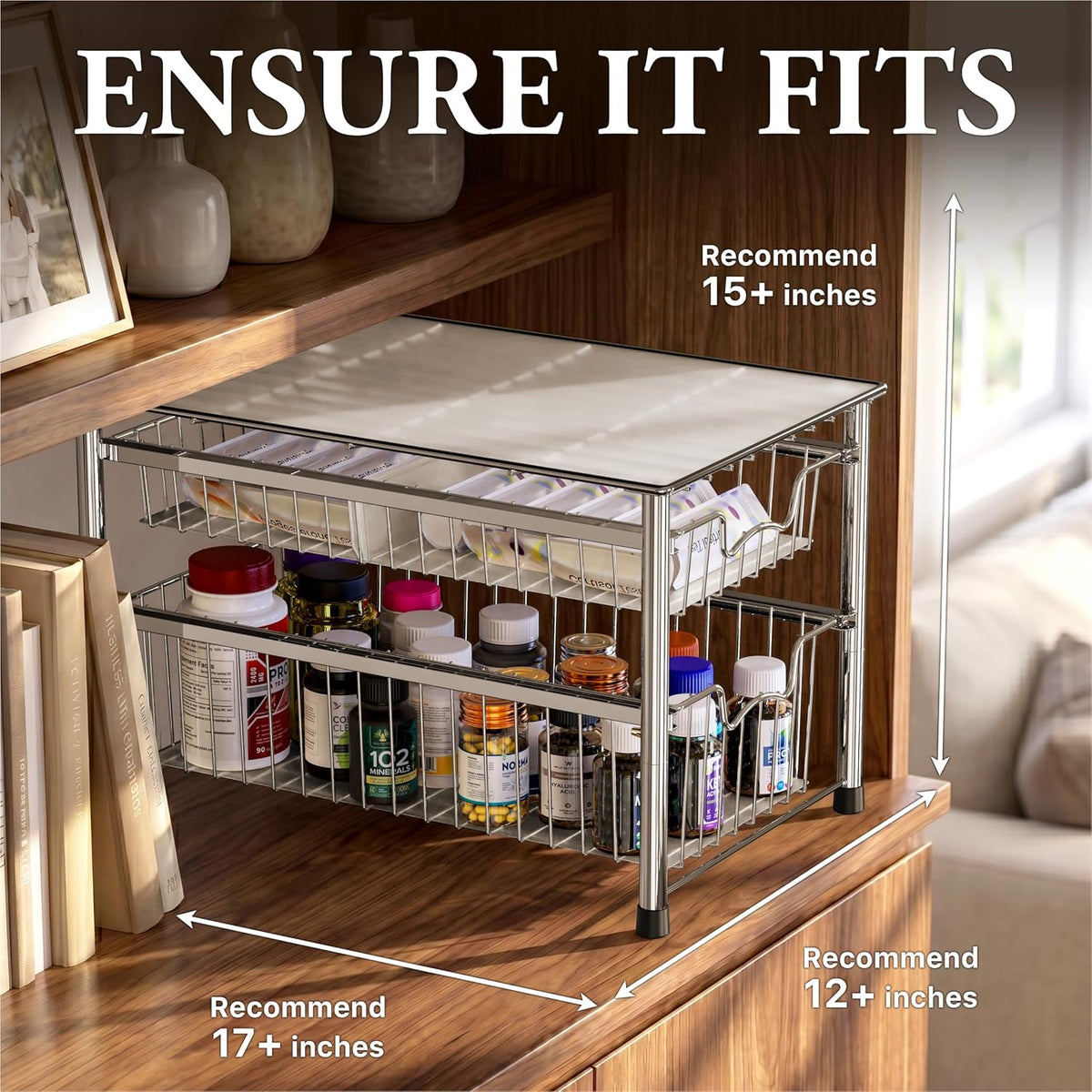Simple Houseware Stackable Basket Drawer, Chrome