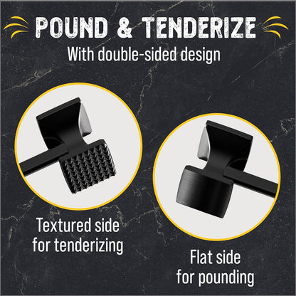 Checkered Chef Meat Tenderizer Mallet - Double-Sided Hammer, Non-Slip Grip