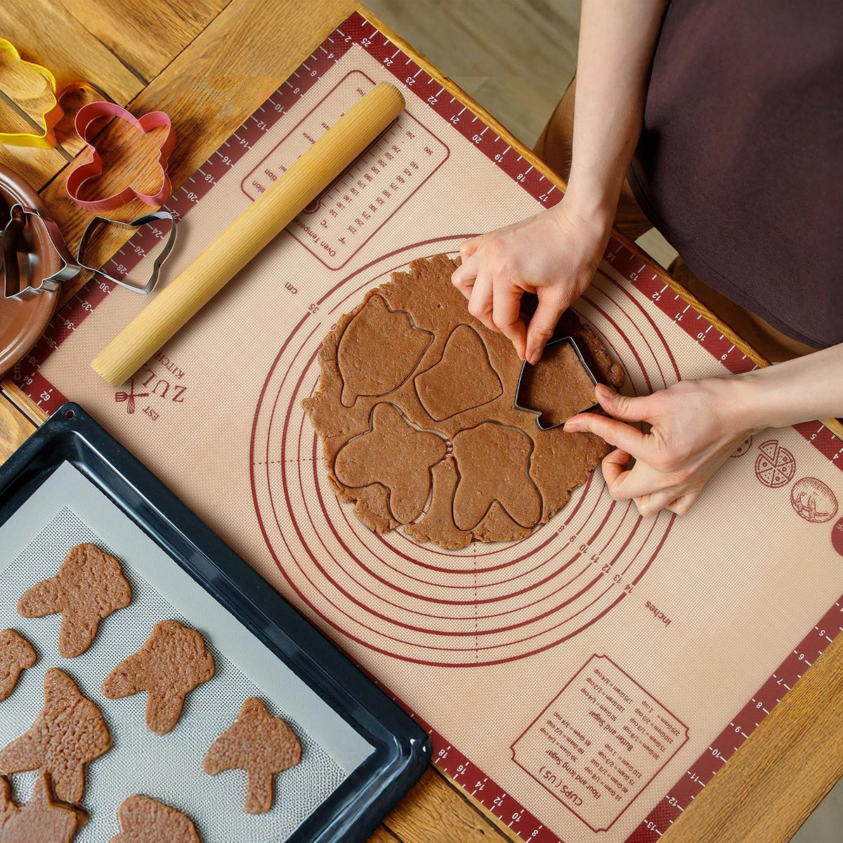 Zulay Kitchen Silicone Baking Mat – 16.5"×11.6" BPA-Free Reusable Baking Sheet, Heat Resistant 480°F – Non-Slip Border, Perfect for Cookies, Bread, Pastries & Oven Use - (Dark Gray)