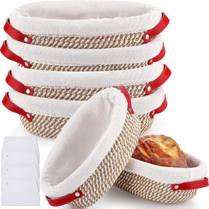 Gejoy 4 Set Banneton Bread Proofing Baskets Bulk with Liner Scraper Handle