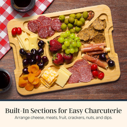 Totally Bamboo Flip, Serve & Store Charcuterie Board with Lid, Reversible Bamboo Cutting Board and Portable Cheese Tray with Compartments, Locking Travel Cover, 15.5 x 11.5 Inches