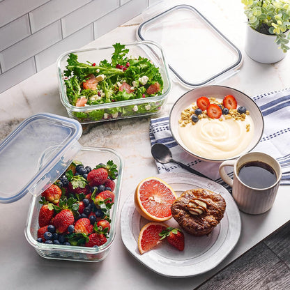 AISOON 16 Pcs (pack of 8) Glass Food Storage Containers with Airtight Lids,Leakproof Large Food Containers BPA-Free Glass Set, Stackable Meal Prep Containers, Freezer,Microwave& Dishwasher Safe