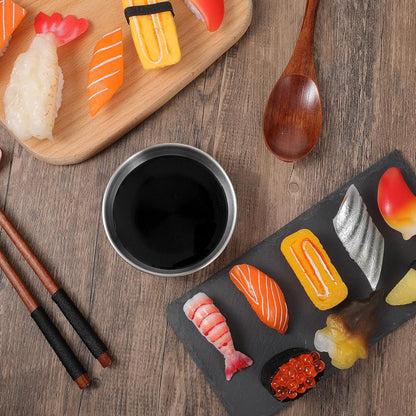 16 Pack Small Stainless Steel Bowl Sauce Dishes 3.5 inch Round Seasoning Dishes Small Sushi Dipping Bowls for Prep Appetizer Plates Set for Kitchen, Reusable and Dishwasher Safe