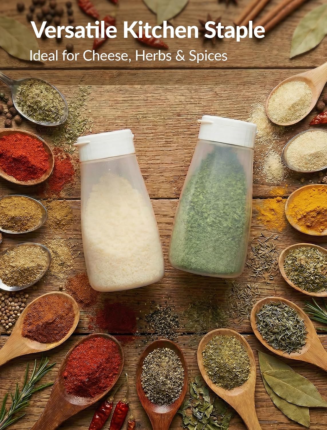 NiHome Soft Parmesan Cheese Shaker Set, 10oz Squeezable Spice Jars