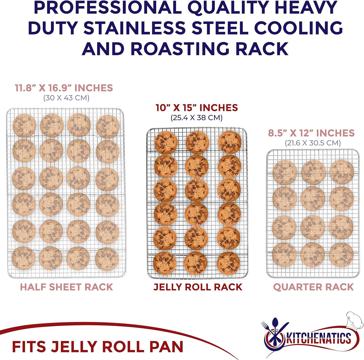 Kitchenatics 4-Tier Stackable Cooling Rack Space Saving Baking Set, 15x10"