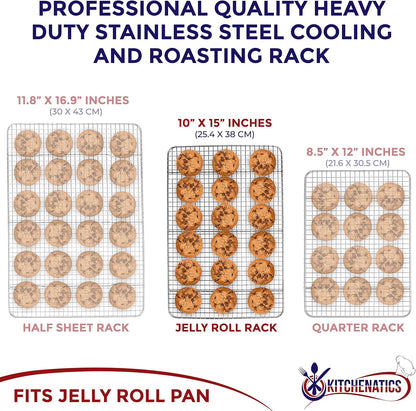 Kitchenatics 4-Tier Stackable Cooling Rack Space Saving Baking Set, 15x10"