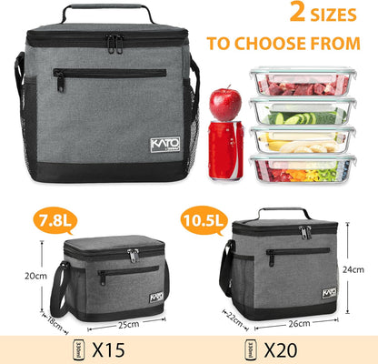 Tirrinia Insulated Lunch Box for Men/Women, Leakproof Lunch Bag for School Work, Large Lunch Tote Kids Boys Girls Student Back to School, Soft Cooler Office Picnic Beach Camping for Adults, Charcoal