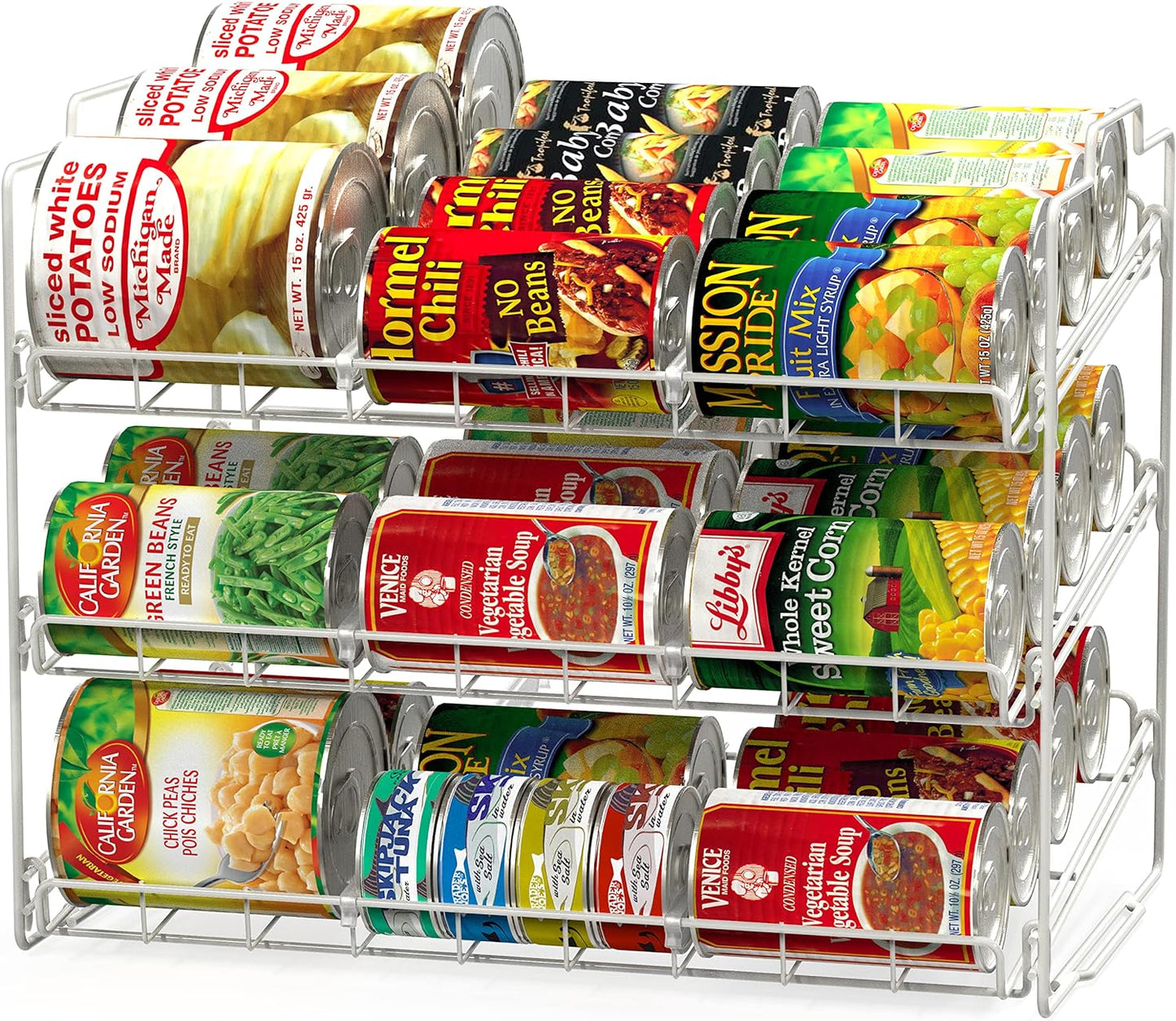 Deco Brothers Stackable Can Rack Organizer for Kitchen and Pantry, Holds Upto 36 Cans, Chrome Finish