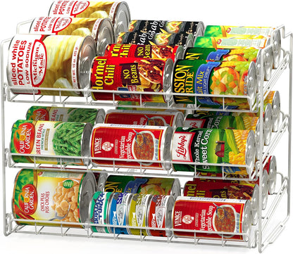 Deco Brothers Stackable Can Rack Organizer for Kitchen and Pantry, Holds Upto 36 Cans, Chrome Finish