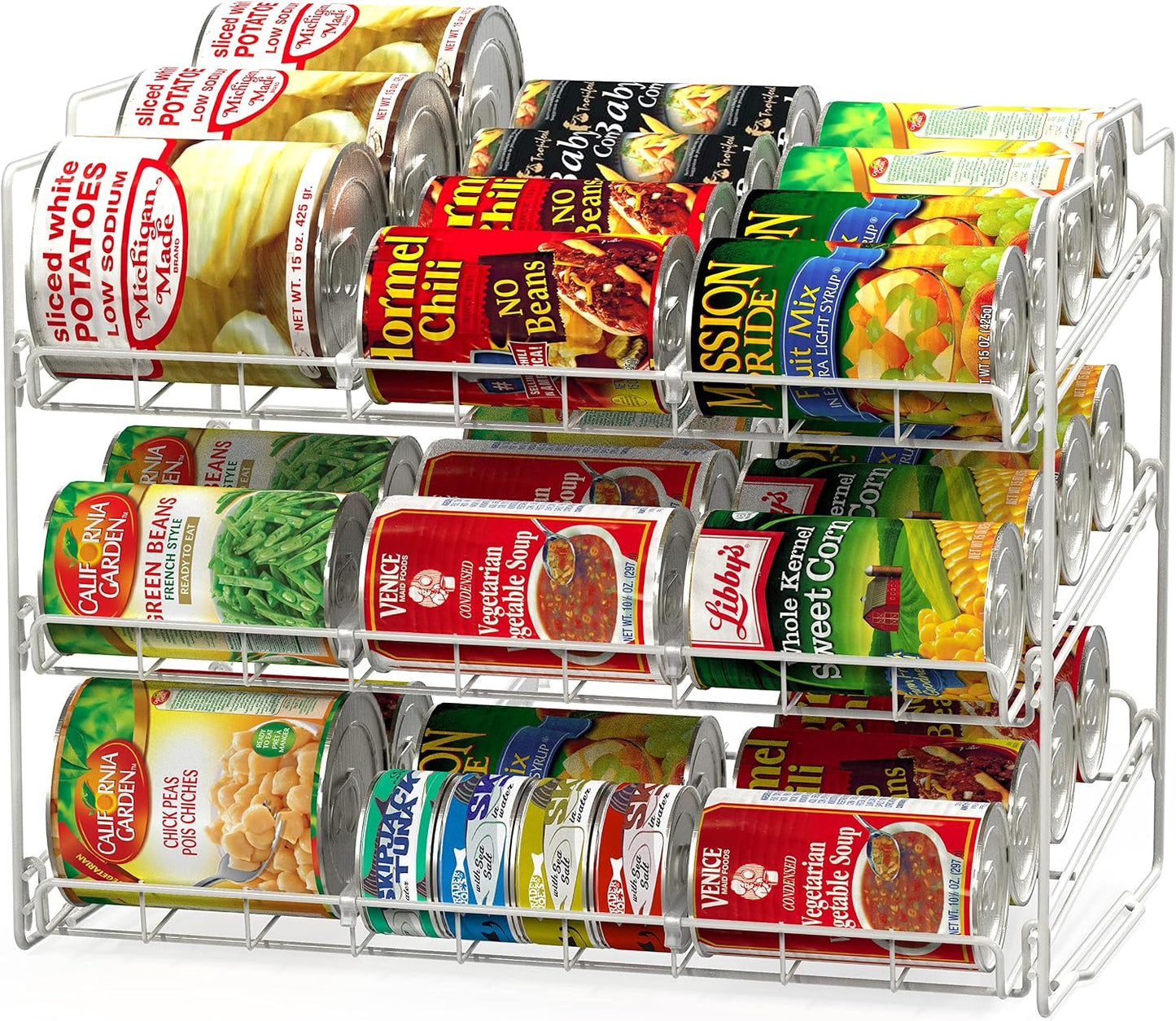 Deco Brothers Stackable Can Rack Organizer for Kitchen and Pantry, Holds Upto 36 Cans, Chrome Finish