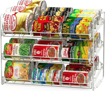 Deco Brothers Stackable Can Rack Organizer for Kitchen and Pantry, Holds Upto 36 Cans, Chrome Finish