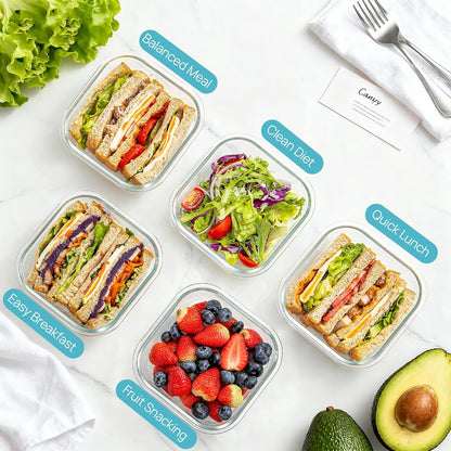 Vtopmart 10 Pack 35oz Glass Food Storage Containers with Lids, Meal Prep Containers, Airtight Reusable Lunch Container Set, Safe for Oven, Microwave, Freezer, and Dishwasher, Grey