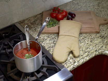 All-Clad Silicone Oven Mitts: Heat Resistant up to 500 Degrees - 100% Cotton & Silicone, 14"x7" Oven Mitt for Kitchen and Barbeque, Pewter