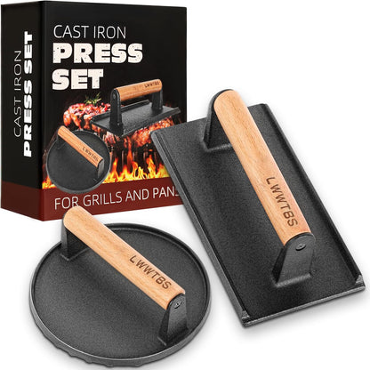 Burger Press Heavy-Duty Cast Iron Smash Meat Steak Weight Grill Griddle