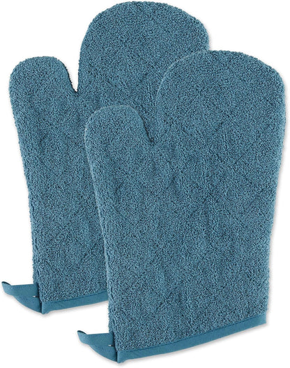 DII Basic Terry Collection 100% Cotton Quilted, Oven Mitt, Brown, 2 Piece