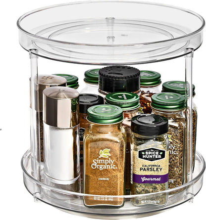 Sorbus 9 Inch Clear Lazy Susan Organizer Set, 2 Flat Turntable Organizer for Spice Organization for Cabinet, 1 Tall Lazy Susan for Kitchen, Home, Office, Closet, Classroom, Laundry Room Organization