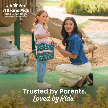 Bentgo Kids Lunch Bag - Durable, Double-Insulated Lunch Bag for Kids 3+; Holds Lunch Box, Water Bottle, & Snacks; Easy-Clean Water-Resistant Fabric & Multiple Zippered Pockets (Mermaid)