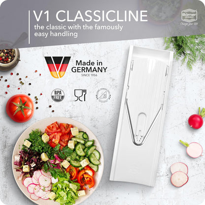 BORNER V Mandoline Slicer Kitchen V1 ClassicLine Starter Set | Vegetable Grater Börner - Quality Made in Germany, Color:White