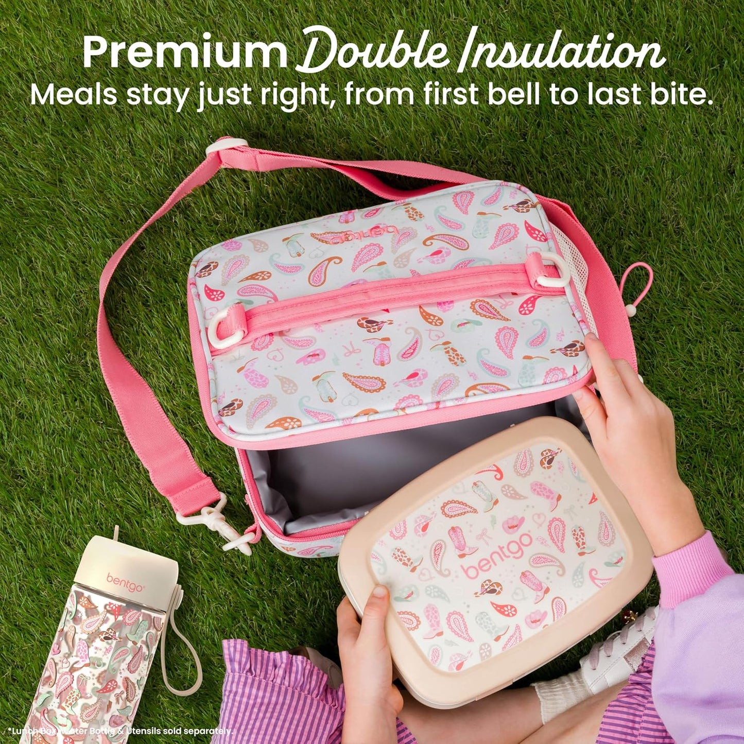 Bentgo Kids Lunch Bag - Durable, Double-Insulated Lunch Bag for Kids 3+; Holds Lunch Box, Water Bottle, & Snacks; Easy-Clean Water-Resistant Fabric & Multiple Zippered Pockets (Mermaid)
