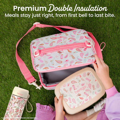 Bentgo Kids Lunch Bag - Durable, Double-Insulated Lunch Bag for Kids 3+; Holds Lunch Box, Water Bottle, & Snacks; Easy-Clean Water-Resistant Fabric & Multiple Zippered Pockets (Mermaid)