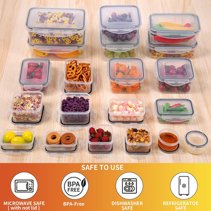 52 PCS Large Food Storage Containers with Lids Airtight, BPA-Free Leakproof Plastic Meal Prep Containers Reusable,Microwave & Dishwasher & Freezer Safe,Includes Labels & Pen