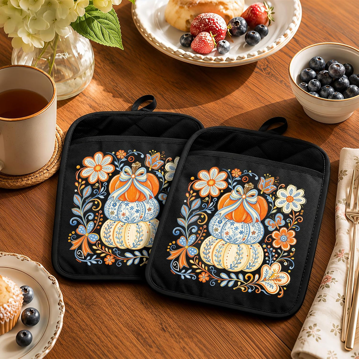 Gothic Cooking Skeleton Chef Pot Holders Heat Resistant