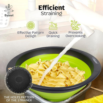 Collapsible Strainers for Kitchen, Green, Set of 2