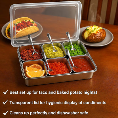 Stainless Steel Yakumi Pan, Yakumi Pans, Yakumi Mise En Place, Mise En Place Containers, Japanese Food Container, Condiment Containers, Multi Compartment Food Containers (8 Compartment)